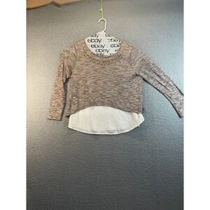 One World‎ Brown Lightweight sweater with longer cream lining, XL